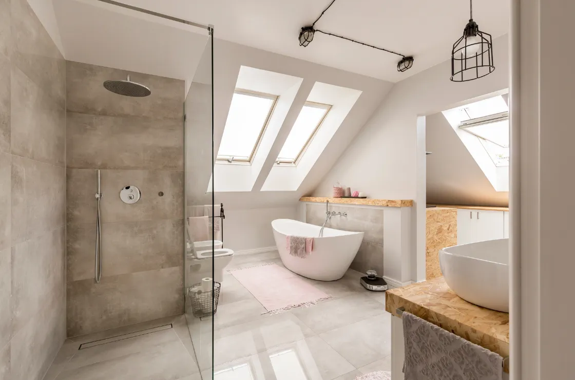 Completed modern bathroom remodeling project by Dream Remodel LA