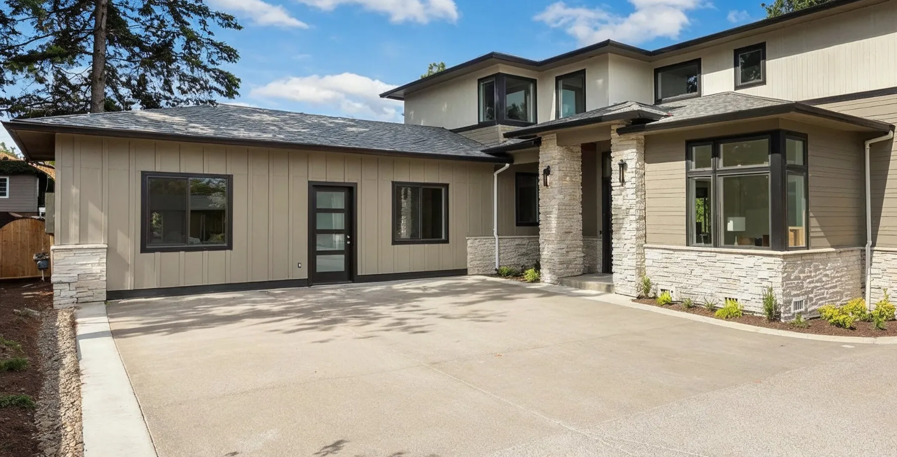 Garage conversion ADU in Los Angeles transformed into modern living space with new entry door and finished exterior