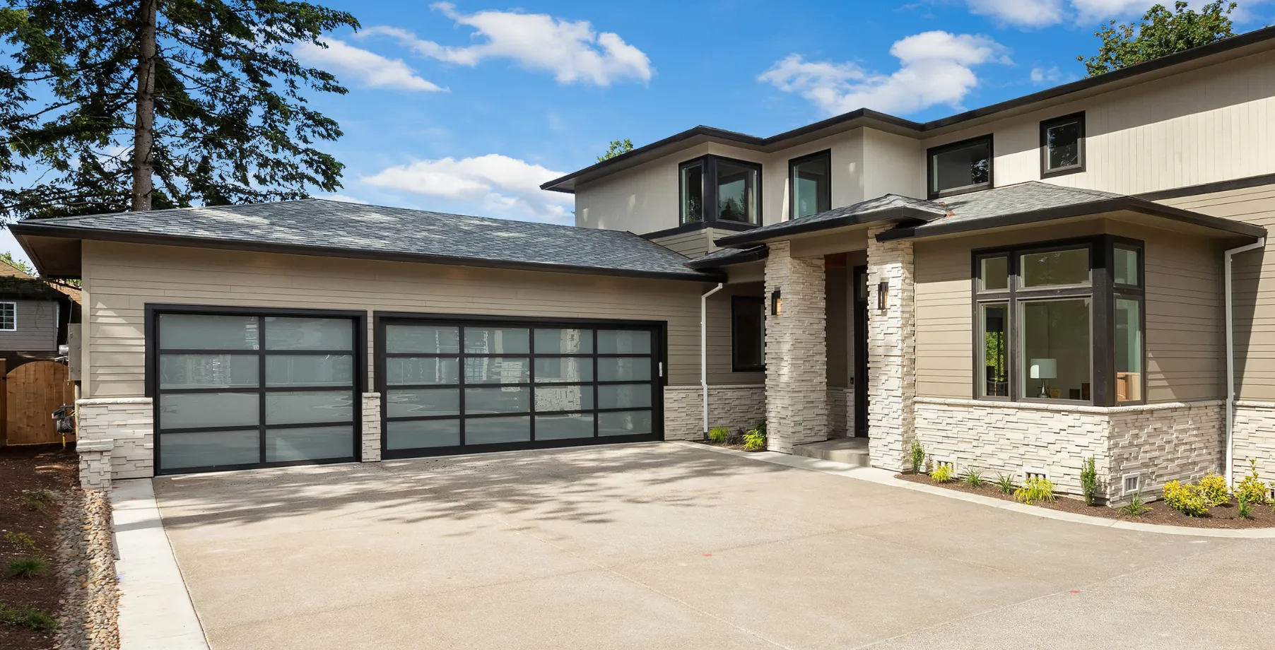 Standard residential garage in Los Angeles before ADU conversion with closed garage door